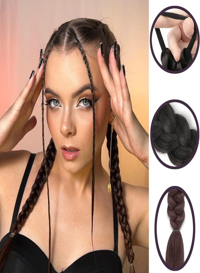 RUSTAMM 2Pcs Braided Ponytail Extensions with Hair Ties Soft Synthetic Hair Pieces for Women Girls Daily Wear 16 Inch（black） - Image 2